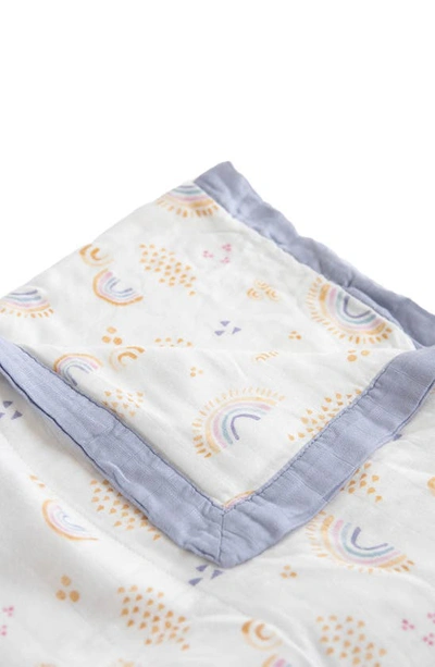 Little Unicorn Deluxe Muslin Quilted Throw In Rainbows And Raindrops