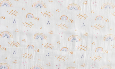 Little Unicorn Deluxe Muslin Quilted Throw In Rainbows And Raindrops