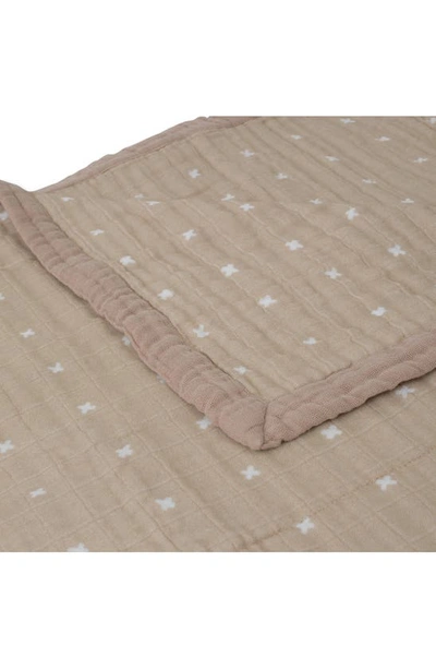 Little Unicorn Cotton Muslin Quilted Throw In Taupe Cross