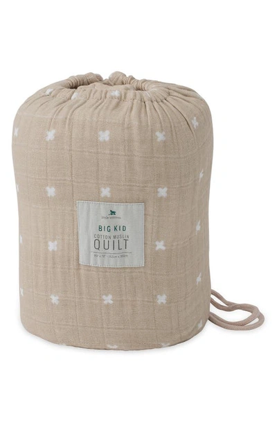 Little Unicorn Cotton Muslin Quilted Throw In Taupe Cross