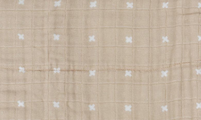 Little Unicorn Cotton Muslin Quilted Throw In Taupe Cross