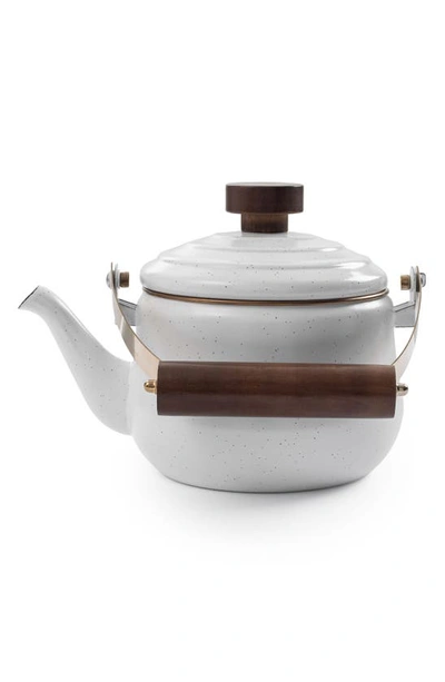 Shop Barebones Living Enamel Teapot In Eggshell