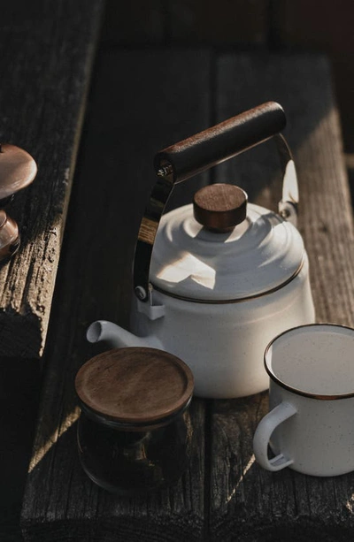 Shop Barebones Living Enamel Teapot In Eggshell