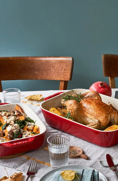 Staub 3-piece Ceramic Rectangular Baking Dish Set In Cherry