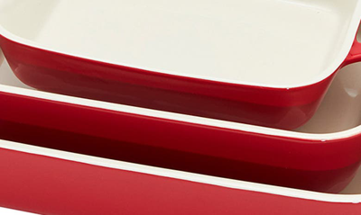 Staub 3-piece Ceramic Rectangular Baking Dish Set In Cherry