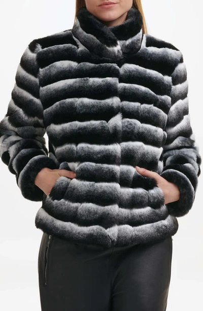 Shop Karl Lagerfeld Chinchilla Faux Fur Jacket In Black White