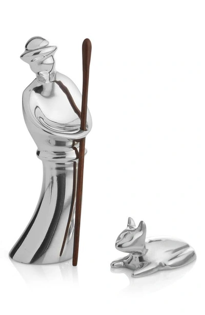 Shop Nambe Shepherd & Lamb 3-piece Mini Nativity Set In Silver