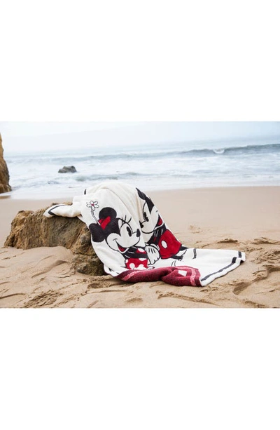 Barefoot Dreams Cozychic Classic Disney Mickey & Minnie Blanket In Cream Multi
