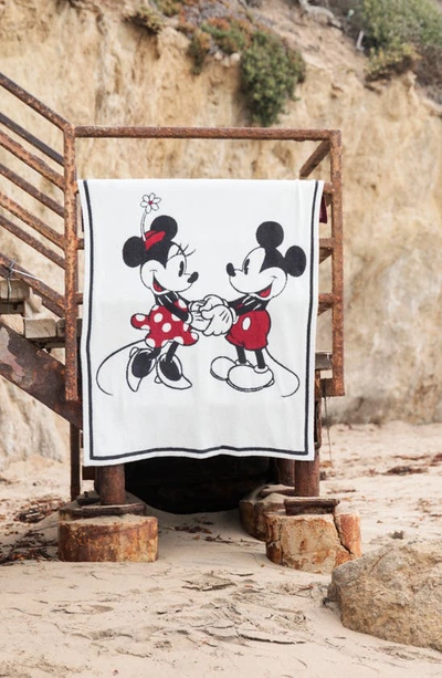 Barefoot Dreams Cozychic Classic Disney Mickey & Minnie Blanket In Cream Multi
