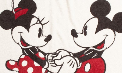 Barefoot Dreams Cozychic Classic Disney Mickey & Minnie Blanket In Cream Multi