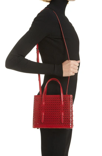 Shop Alaïa Mina 20 Perforated Leather Tote In Laque