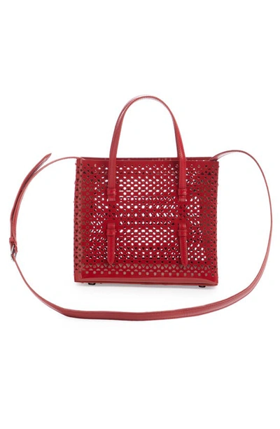 Shop Alaïa Mina 20 Perforated Leather Tote In Laque