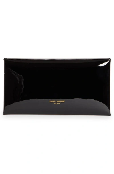 Shop Saint Laurent Paloma Patent Leather Envelope Clutch In Nero