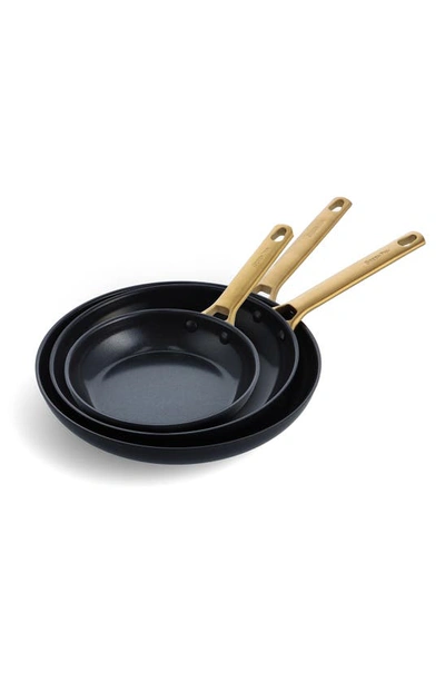 Shop Greenpan Reserve Set Of 3 Nonstick Ceramic Frying Pans In Black