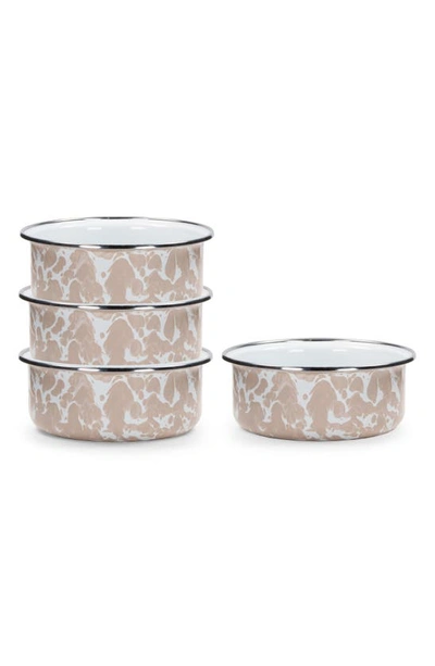 Shop Golden Rabbit Enamelware Swirl Set Of 4 Soup Bowls In Taupe Swirl