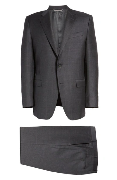 Shop Canali Milano Windowpane Plaid Wool Suit In Charcoal
