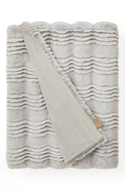 Shop Ugg Marli Faux Fur Throw Blanket In Seal