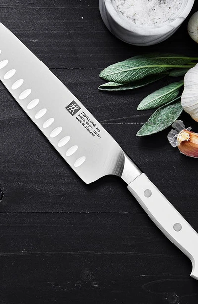 Zwilling Pro Le Blanc 7-inch Hollow Edge Slim Santoku Knife In Silver