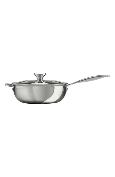 Le Creuset 3.5-quart Stainless Steel Saucier With Lid In Stanless Steel