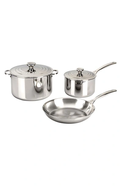 Shop Le Creuset 5-piece Stainless Steel Cookware Set In Stanless Steel