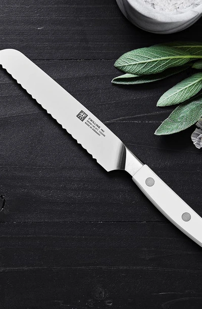 Zwilling Pro Le Blanc 5-inch Serrated Utility Knife In Silver