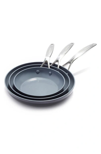 Shop Greenpan Valencia Pro Set Of 3 Ceramic Nonstick Fry Pans In Grey