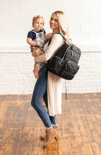 Shop Twelvelittle Companion Quilted Nylon Diaper Backpack In Black