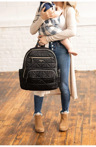 Twelvelittle Companion Quilted Nylon Diaper Backpack In Black