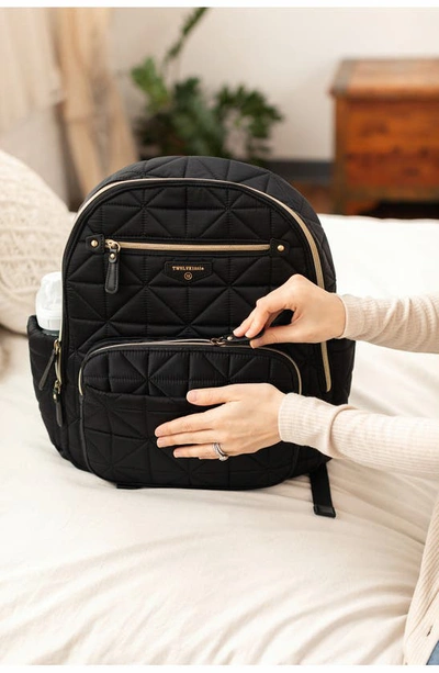 Shop Twelvelittle Companion Quilted Nylon Diaper Backpack In Black