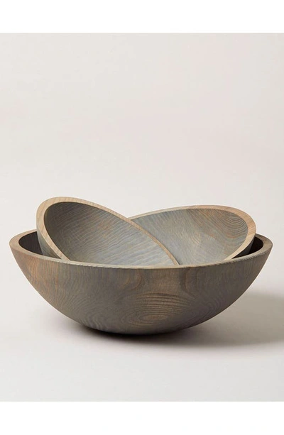 Shop Farmhouse Pottery 12" Crafted Wooden Bowl In Grey