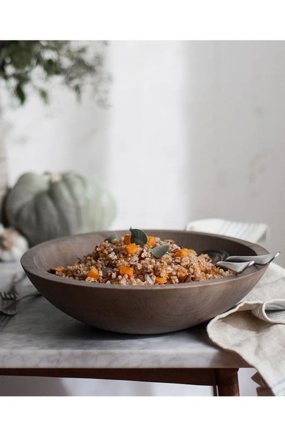 Farmhouse Pottery 12" Crafted Wooden Bowl In Grey