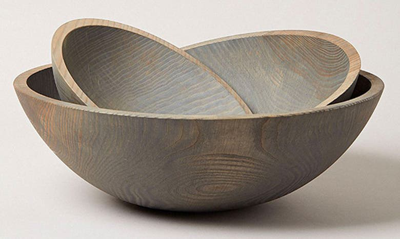 Farmhouse Pottery 12" Crafted Wooden Bowl In Grey