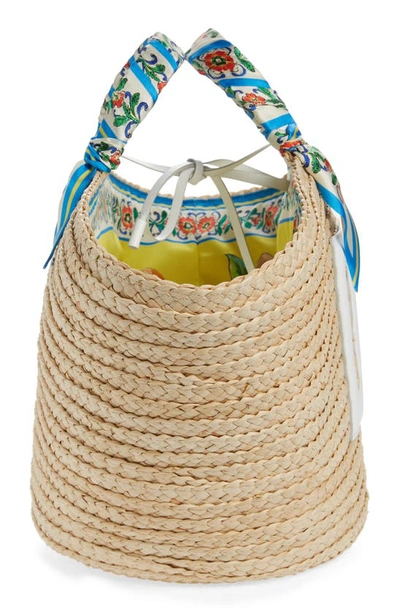 Dolce & Gabbana Small Straw Kendra Bag With Dg Logo in Natural