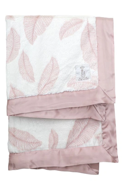 Shop Little Giraffe Luxe Falling Leaf Baby Blanket In Dusty Pink