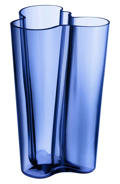 Shop Iittala Aalto 10-inch Vase In Blue