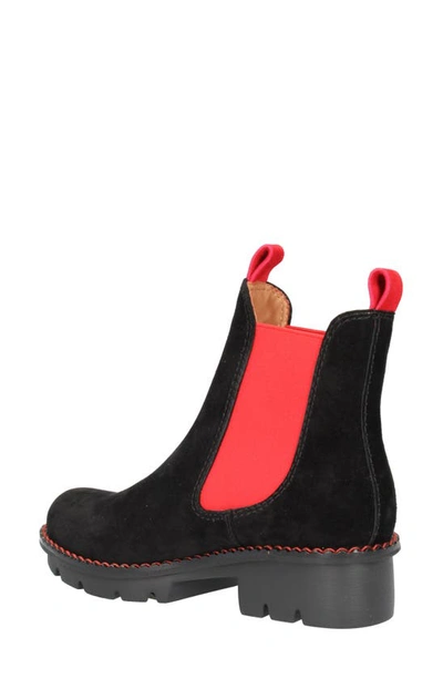 Shop L'amour Des Pieds Harisha Lug Chelsea Boot In Black/ Red Suede