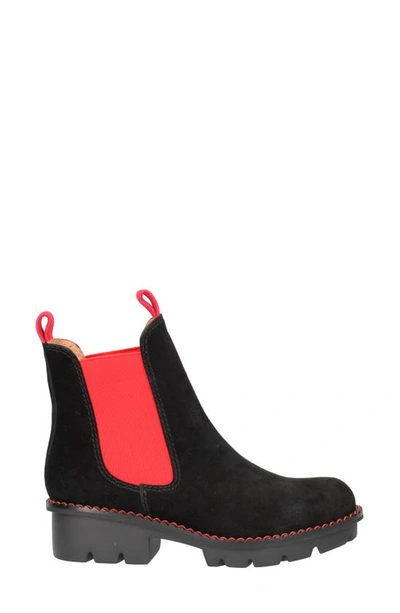 L'amour Des Pieds Harisha Lug Chelsea Boot In Black/ Red Suede