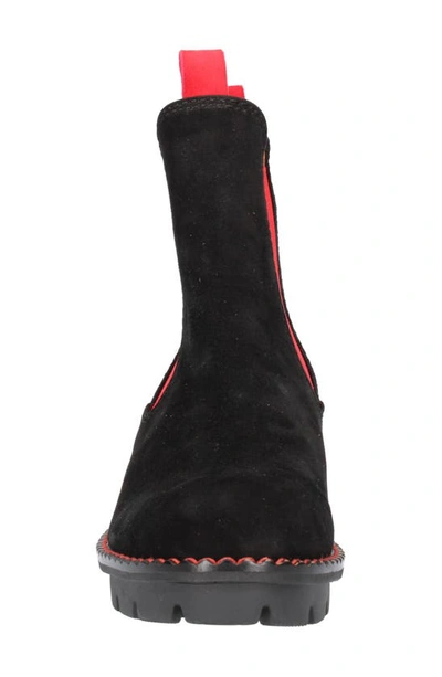 Shop L'amour Des Pieds Harisha Lug Chelsea Boot In Black/ Red Suede