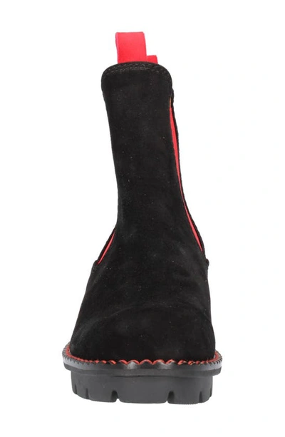 L'amour Des Pieds Harisha Lug Chelsea Boot In Black/ Red Suede