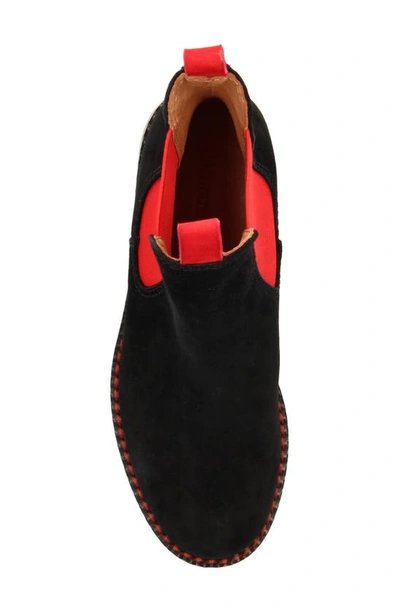L'amour Des Pieds Harisha Lug Chelsea Boot In Black/ Red Suede