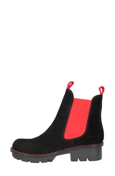 L'amour Des Pieds Harisha Lug Chelsea Boot In Black/ Red Suede