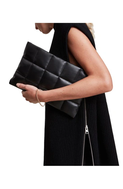 Shop Allsaints Bettina Quilted Leather Clutch In Black