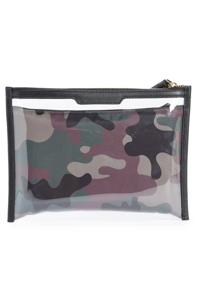 Shop Anya Hindmarch Camo Print Safe Deposit Pouch In Clear/ Camo Green
