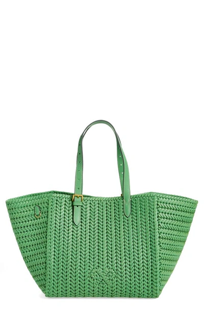 Anya Hindmarch Neeson tasseled woven leather tote - Women - Green Shoulder Bags