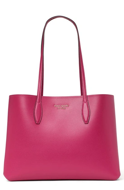 Shop Kate Spade All Day Large Leather Tote In Plum Liqueur