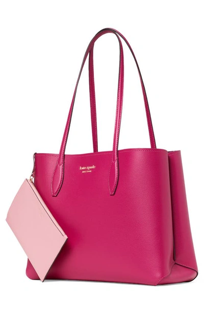 Shop Kate Spade All Day Large Leather Tote In Plum Liqueur