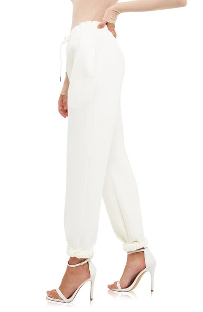 Grey Lab Drawstring Joggers In White