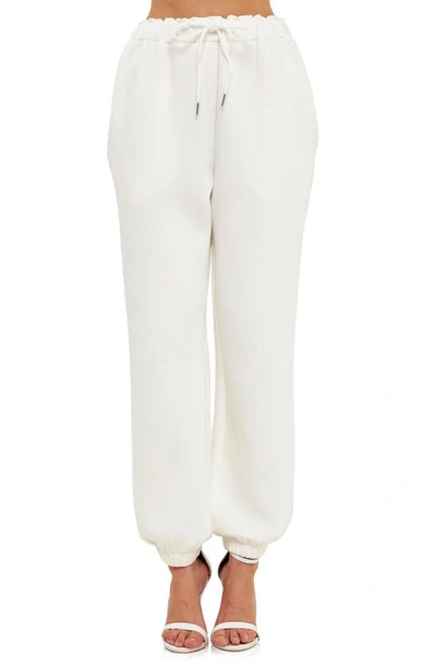 Grey Lab Drawstring Joggers In White
