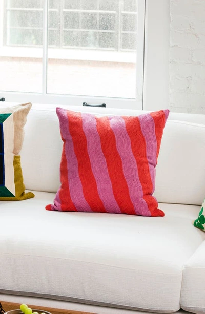Shop Dusen Dusen Stripe Embroidered Accent Pillow In Stream