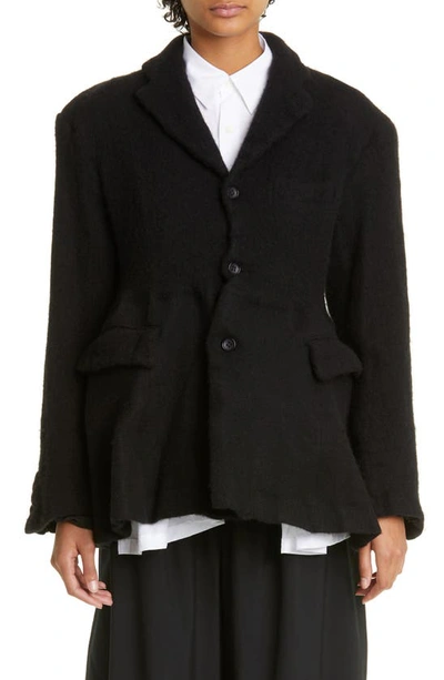 Shop Comme Des Garçons Open Back Wool Blend Jacket In Black